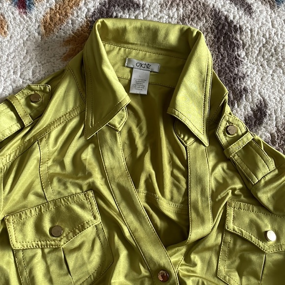 Vintage, chartreuse top by Cache - Picture 6 of 7